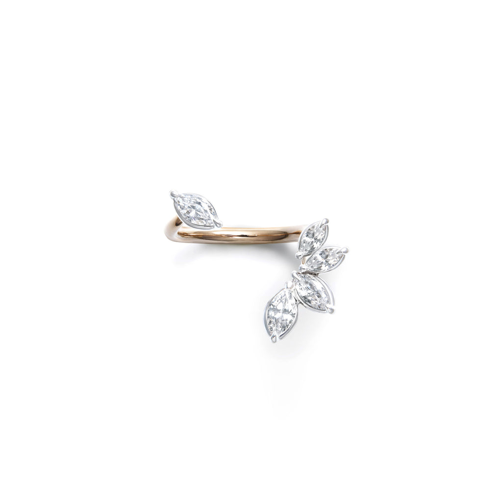 Marquise-shaped white diamonds floating cuffs