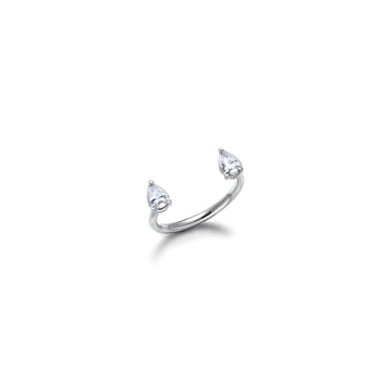 Pear-shaped white diamonds floating cuffs
