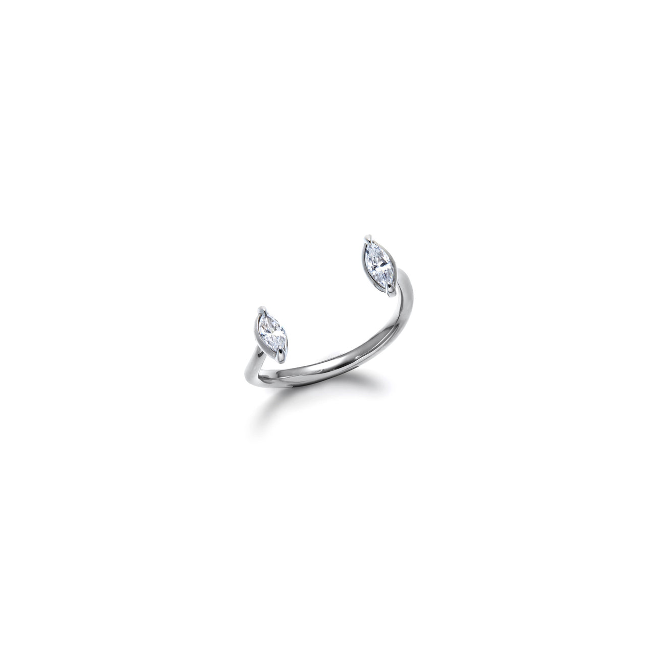 Marquise-shaped white diamonds floating cuffs